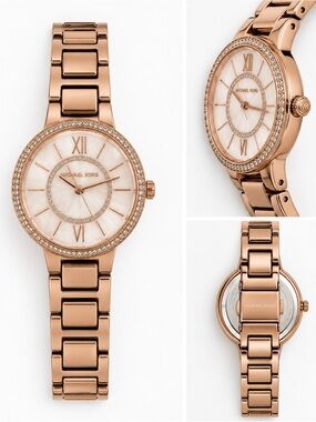 Michael Kors Rose Gold Crystal-Trim Bracelet Watch